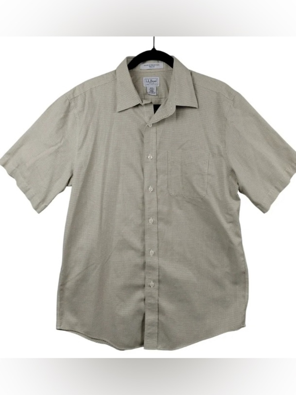 L.L. Bean Short-Sleeve Button-Down Shirt in Light Tan
